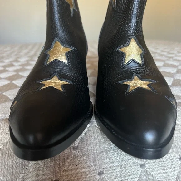 MODERN VICE Golden Bolt Black & Metallic Gold Leather Ankle Boots Size EU 35/US5 - Picture 11 of 16